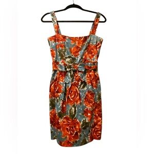 Ann Klein New York Womens Cowboy Dress Pencil Size 2 Floral Red Blue